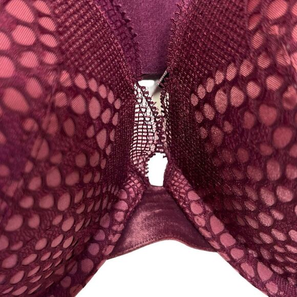 Victoria's Secret Very Sexy Push-Up Bra Size 36D Underwire Red Burgundy Lace - Picture 3 of 14